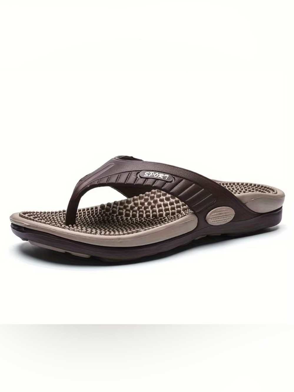 Sport Men's Massage Flip-Flops in Brown and Taupe